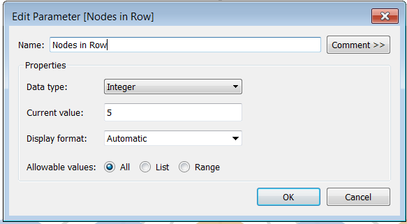 Nodes in a Row parameter configuration